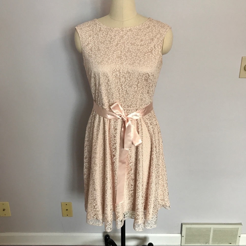 Tahari ASL Embroidery Lace Flare Dress
